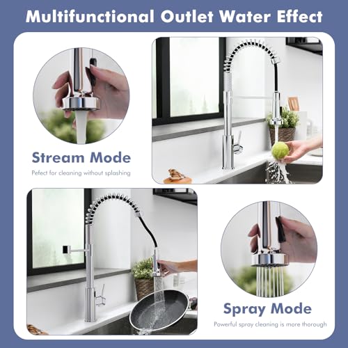 Image of GIMILI Chrome Touchless Kitchen Faucet with Pull Down Sprayer, Motion Sensor Smart Hands-Free Activated Single Hole Spring Faucet for Kitchen Sink
