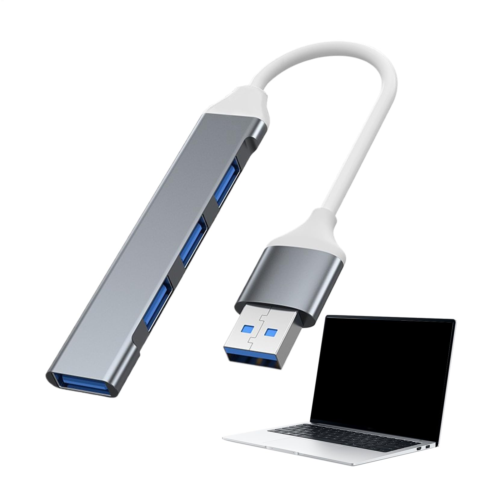 Multiport USB Hub 4-Port Splitter with 5Gbps Data Transfer Multiple Extra Port Extender Adapter for Laptop Keyboard Hard