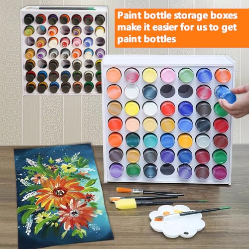 Image of 2 Packs 49 Holes Craft Paint Storage Organizer, Vertical Paint Rack Stand for Apple Barrel, Wall Mounted Paint Holder
