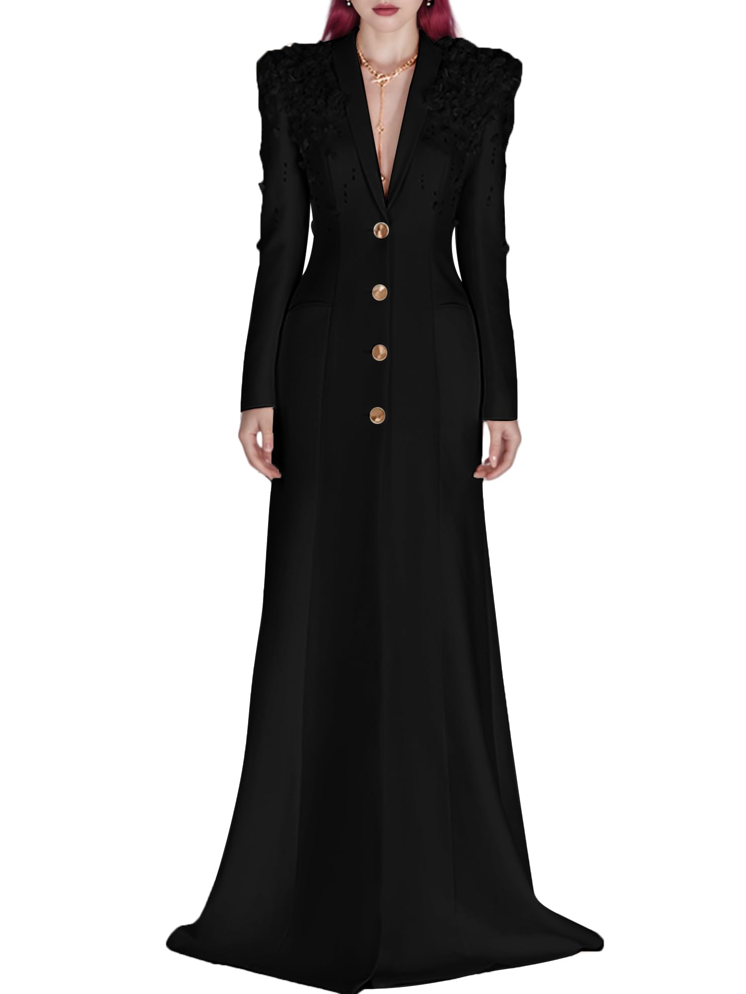 Womens Designer Blazer Dresses Luxury Flowers Appliques Beaded Long Party Wedding Suit Jacket Coat