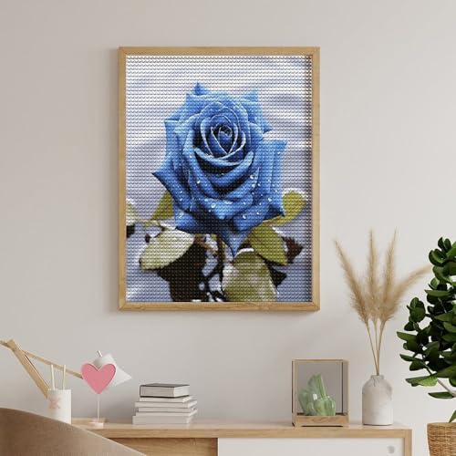Kit de arte de diamantes de rosa azul FekiLoot para decorar tu salón con manualidades 5