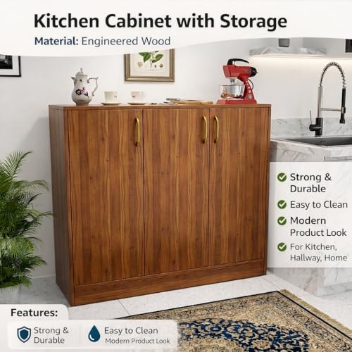 Image of Spyder Craft Accent Multipurpose Cabinet with Storage Storage Organizer with Doors Side Cupboard for Shoe, Hallway, Kitchen, Living Room, Office, Color -Noyce Lyon (Assembly - DIY)