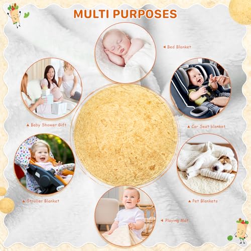 Image of Lhedon Tortilla Baby Blanket 285GSM Soft Flannel Swaddle Wrap | Newborn gifts, baby shower, boys girls, 0-3 6-9 months, wearable wrap, cozy nursery, funny food theme
