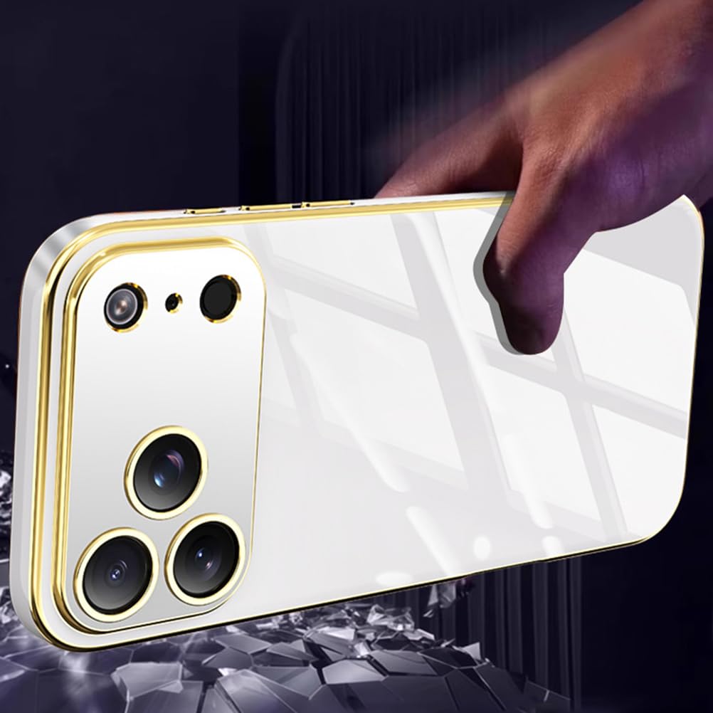 Delgada Carcasa para iPhone 17 Pro Max/17 Pro/Air/17, Protección De Cámara Chapado Lujo Funda de Móvil Silicona Resistente A Impactos,Negro,17 Pro
