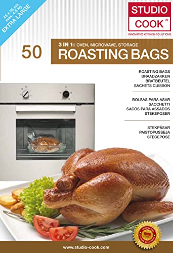 Studio Cook 50 x Bratbeutel 45 x 55 cm, 3 in 1, Braten, Dampfgaren &...