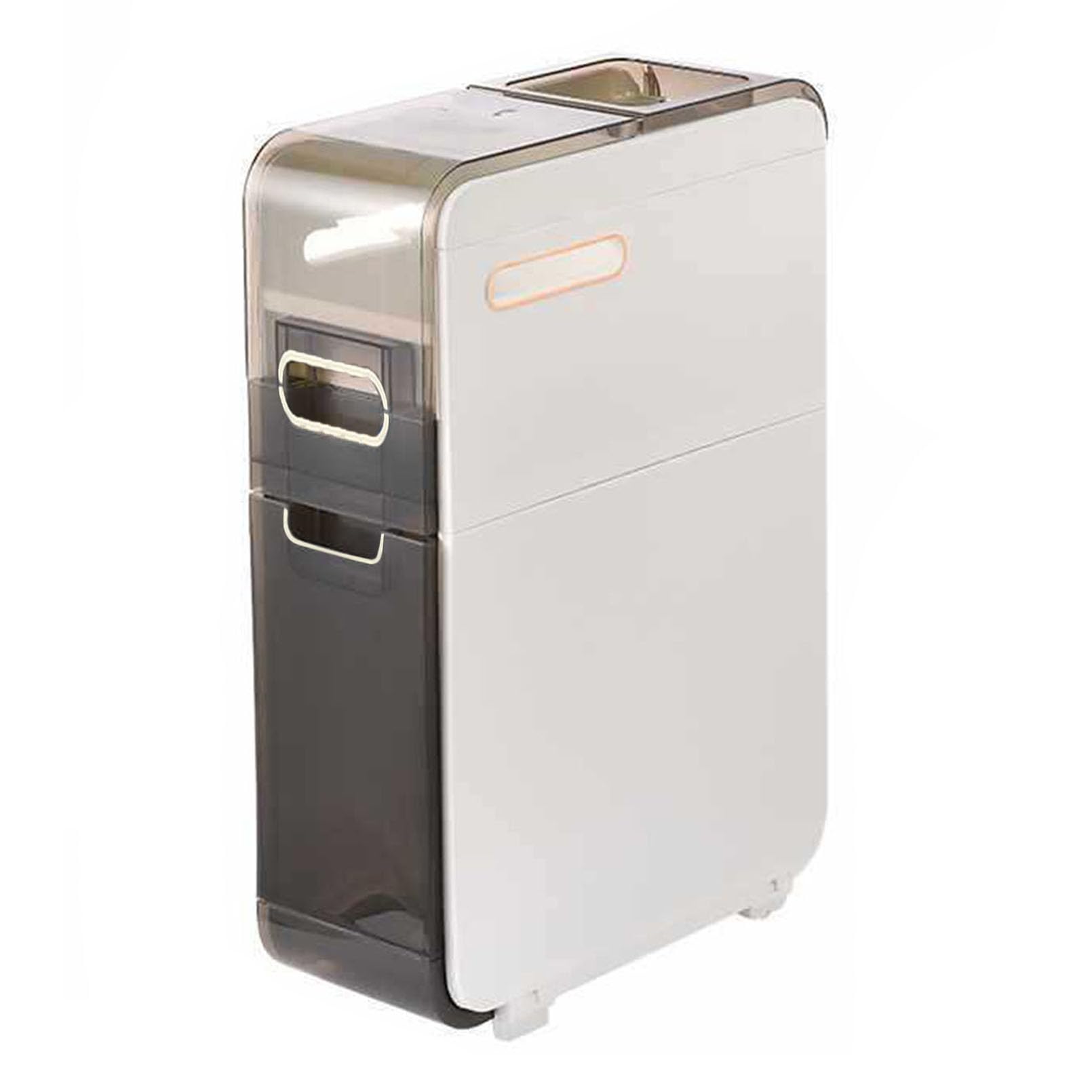 Bathroom Floor Storage Cabinet Narrow Slim Towel Organizer Side Corner Unit with Clear Drawers and Casters for Tiny Kitchen Laundry Living Room Toilet Gap, Large Capacity
