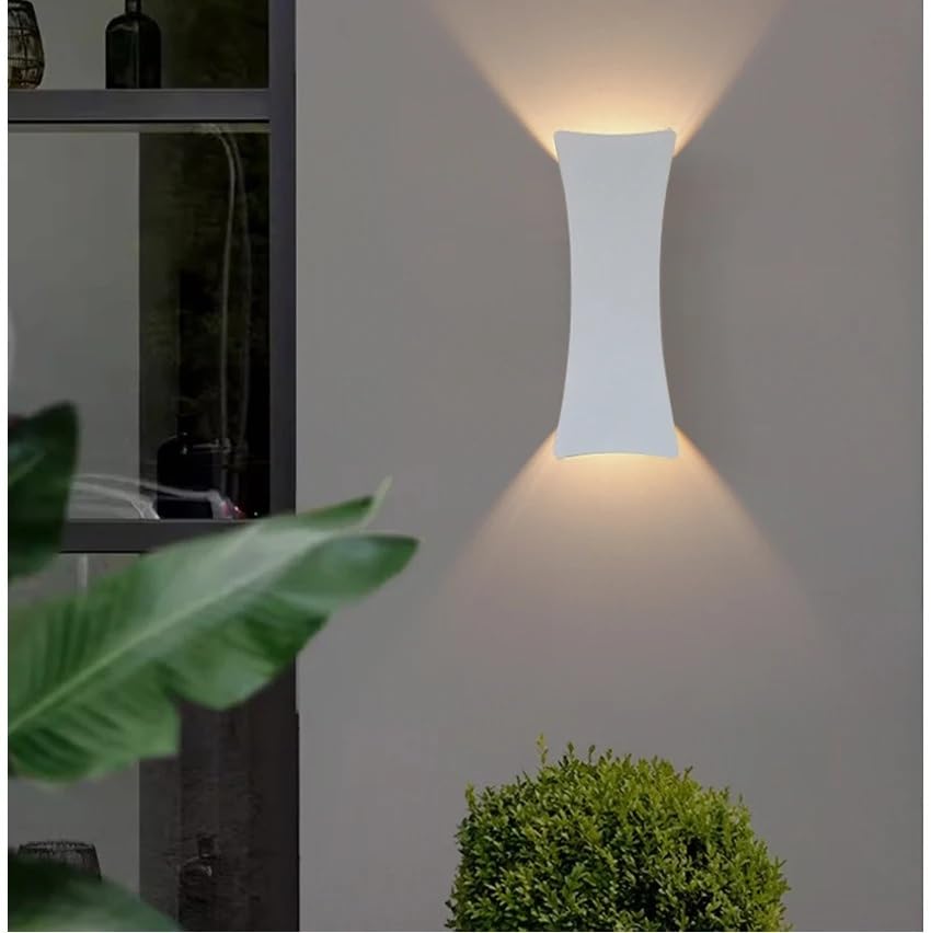 Lampa ścienna LED - wklęsłe aluminiowe oświetlenie zewnętrzne do ogrodu, ganku, przedpokoju, czarno-białe oświetlenie dekoracyjne, nowoczesny styl