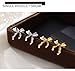 Solid 925 Sterling Silver Bow Stud Earrings, Gold Plated Ribbon Design, Women's Fashion Jewelry (gold)