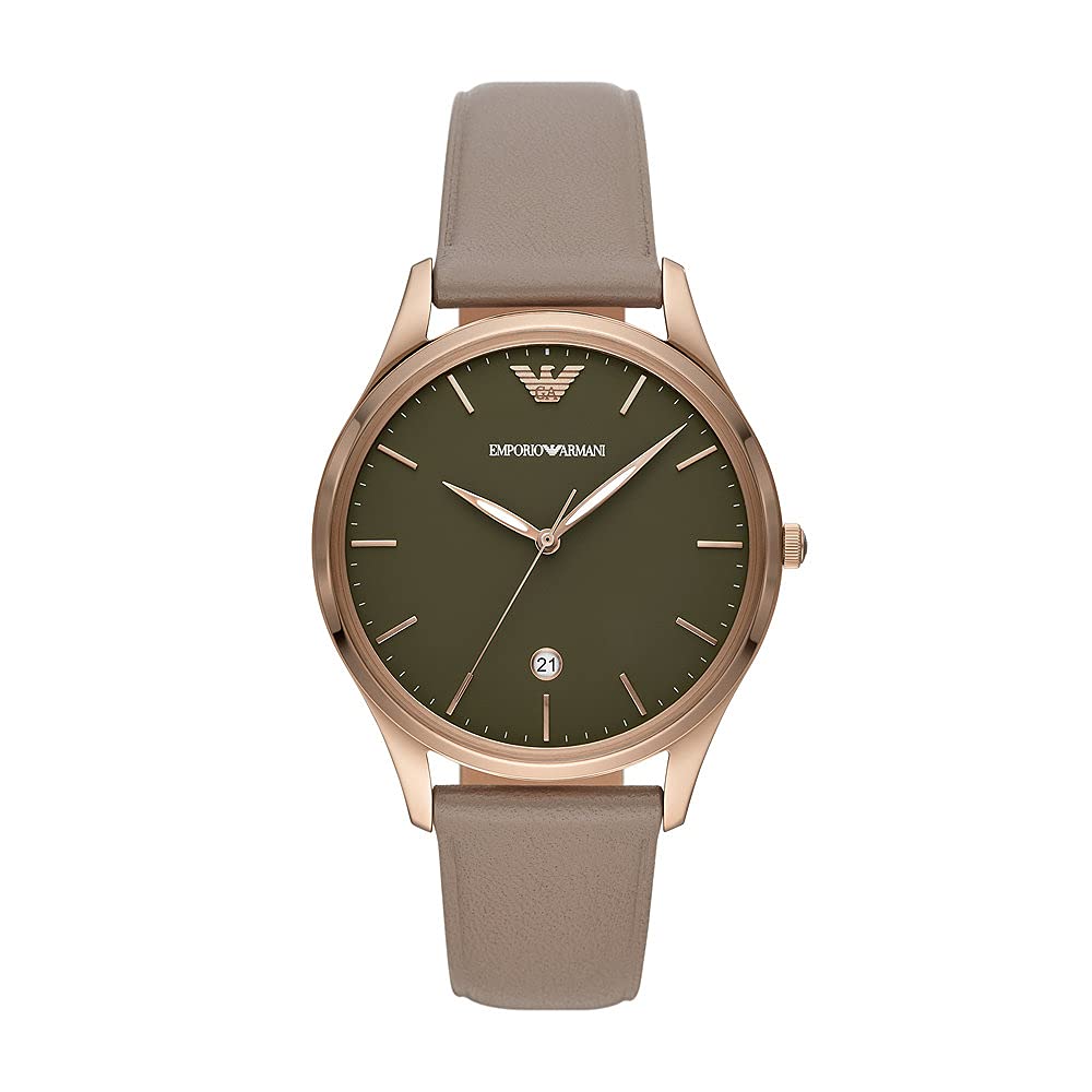 Men's Three-Hand Date, Beige Gold-Tone Stainless Steel Watch, AR11420