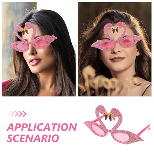 MAGICLULU 2er-pack Flamingo-sonnenbrillen, Glitzernde Flamingo-sonnenbrillen im Hawaiianischen Sommerstil, Tropische Rosa, für Damen Und Herren, Luau-sommer-strandpartys