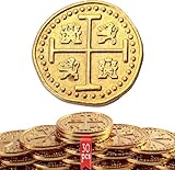 Byhoo Pièces de Pirate en métal, 30 pièces de trésor d’Or, réplique en métal Doubloons espagnols, jetons de Faux pièces de trésor de Pirate, Imitation réaliste d’Argent pour Les Jouets de Cosplay