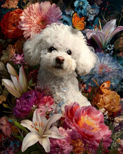 Kit de perlage pour débutants Chien Blanc Décoration Murale DIY