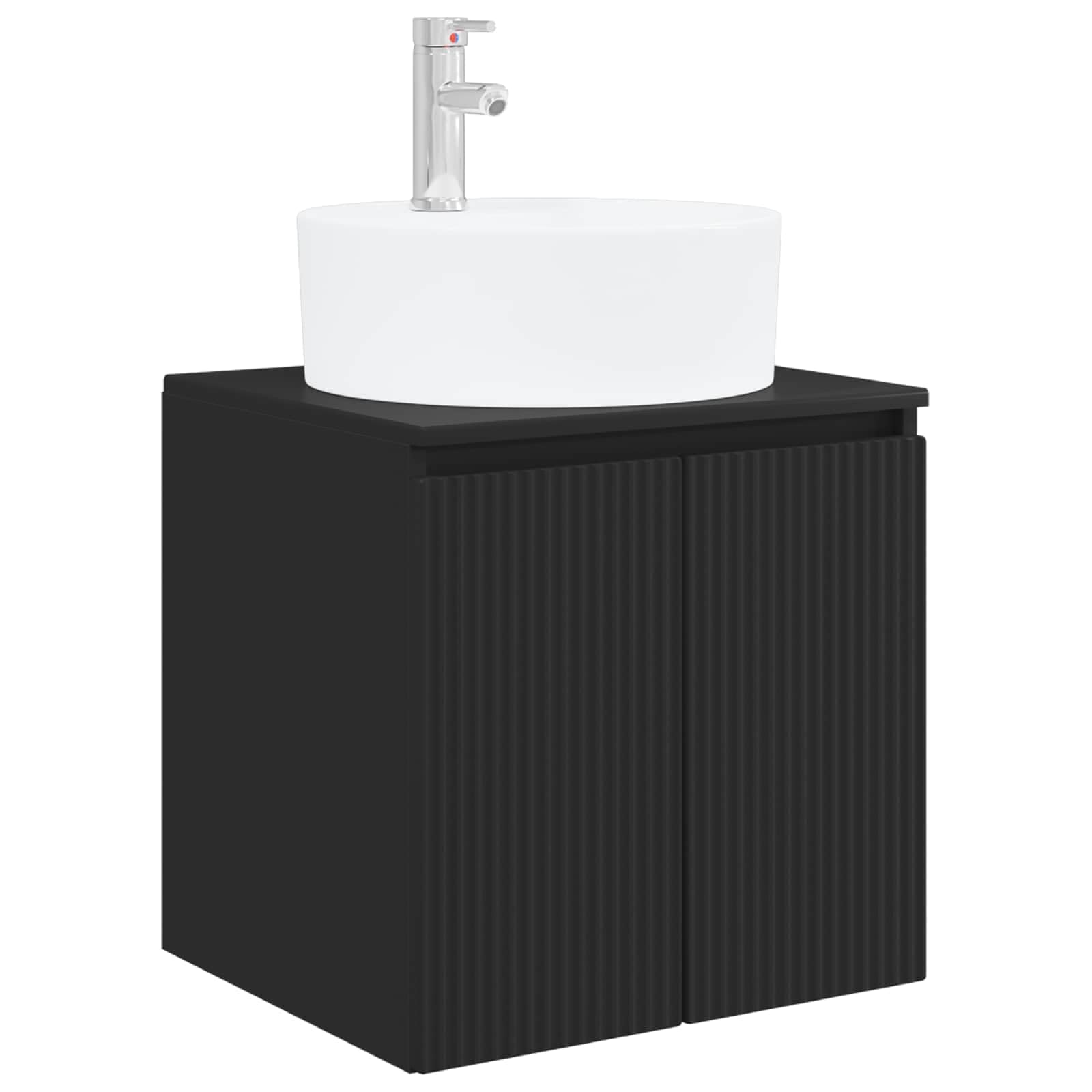 Mobile Lavabo da Parete Nero con Lavabo 49,5x44,5x65 cm