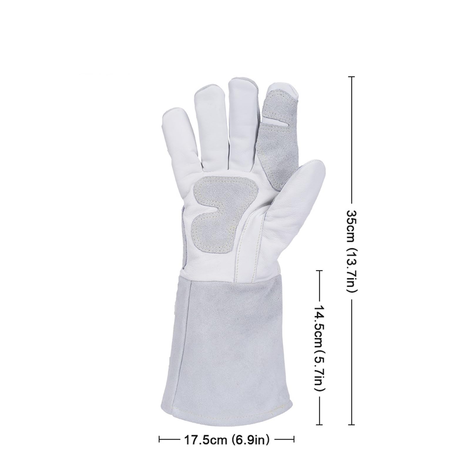 Guantes Soldador Guantes de soldadura cuero resistentes al calor for soldar/cocinar/barbacoa guantes trabajo seguridad protectores blancos y grises