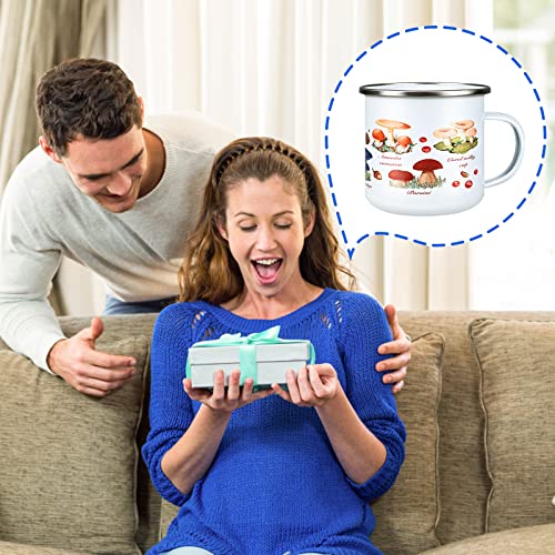 Vaipi 2 Pieces Mushroom Enamel Mug Gift Republic Mushroom Cup With Lid Set Cute Camping Coffee Mugs Kawai Metal Enamelware Tea Cups Mushroom Decor Gifts For Outdoor Campfire,Travel Hiking Walking #TOP4