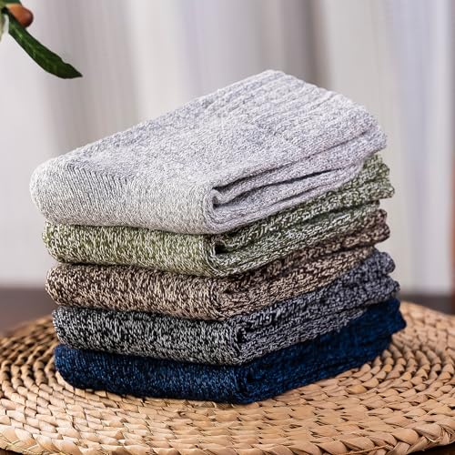 Image of Wool Socks 5 Pairs Thickened Warm Winter Socks Cozy Gifts for Women Christmas Warmth Socks