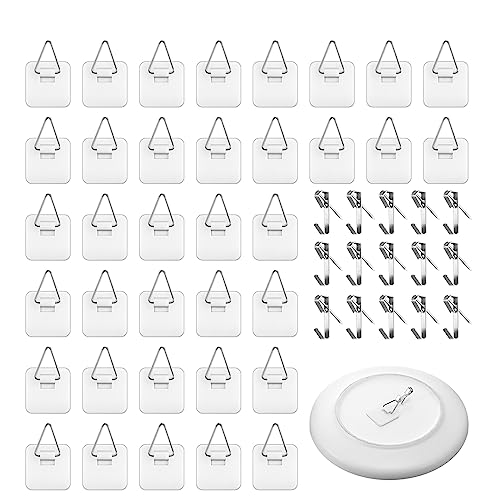 Image of Gisafai 100 Pcs Invisible Plate Hangers for The Wall 1.25 In 50Pcs Vertical Plate Holders 50 Pcs 30lbs Picture Hangers with Nails for Plate Pictures Photo Decorative Frame Wall Hook Art Supplies Decor