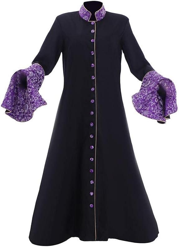 BYHai Lady Minister Choice Clergy Robes Pastor Preacher Cassock Priest Robe Cosplay Costume Trumpt Sleeve for Women Adult