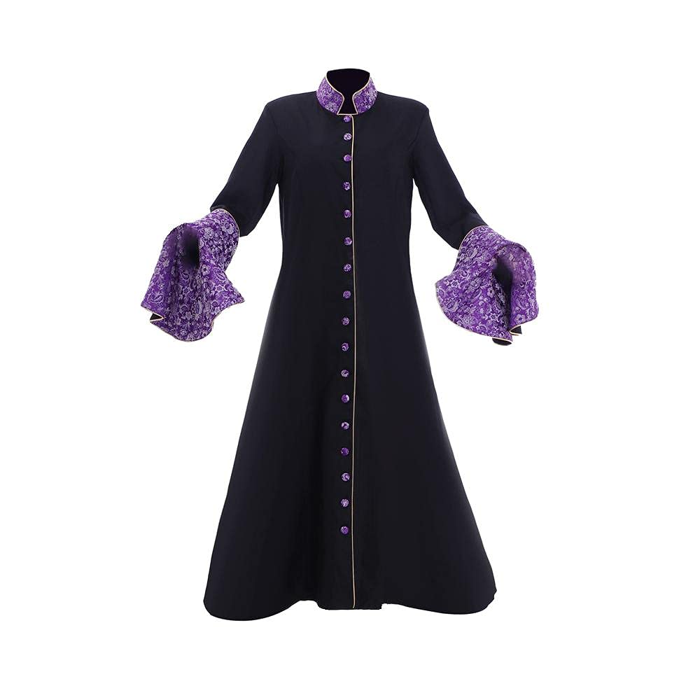 BYHai Lady Minister Choice Clergy Robes Pastor Preacher Cassock Priest Robe Cosplay Costume Trumpt Sleeve for Women Adult