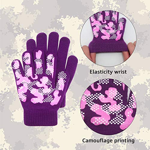 Image of Evridwear Kids Winter Gloves,3 Pairs Knit Warm Stretch Gripper Children Magic Glove for Boys Girls 4-14 Years