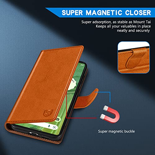 Image of ZZXX for Google Pixel 7 Wallet Case Magnetic Closure 6.3 inch,Brown
