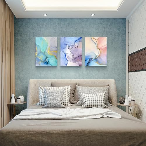 DZRWUBHS Large Abstract Canvas Wall Art For Living Room Modern Wall Decorations For Office Bedroom Decor Art Colorful Color Abstract Wall Paintings Inspirational Pictures Artwork Home Decor 3 Piece