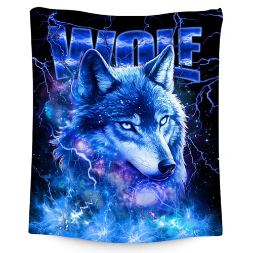 CUSPCOD Boys Blanket Wolf Blankets Gifts for Kids Child 40x50 Warm Flannel Throw for Boys