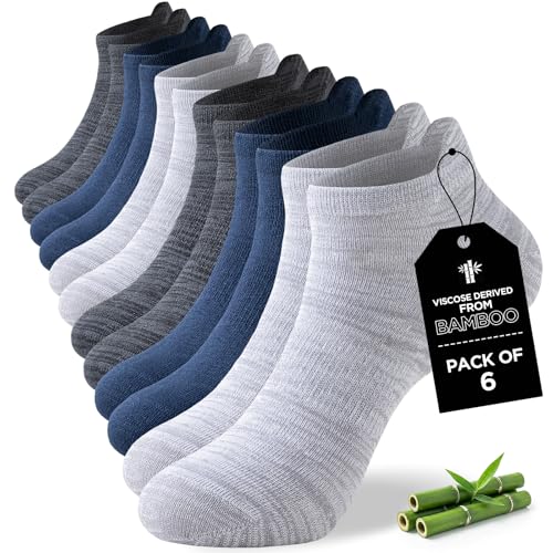 Niorasen Ankle Socks for Men Women, 6 Pairs Bamboo...