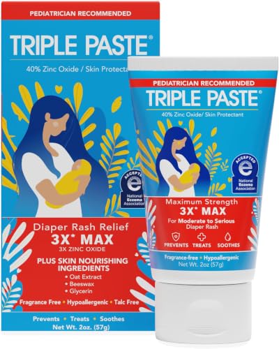 Image of Triple Paste 3X Max Strength Diaper Rash Ointment, 40% Zinc Oxide, 2 Ounce (Pack of 12)