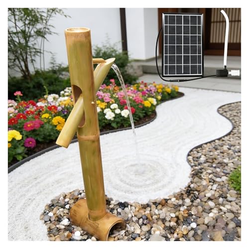 Kit de fuente de agua solar con bomba, panel solar de 6 W, filtro de agua y tubo de 1 m, ideal para decoración de jardín japonés de interior/exterior