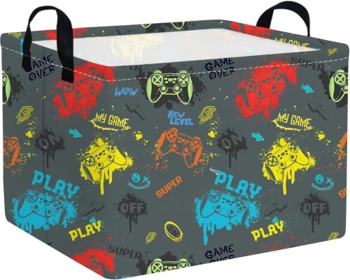 Image of Rectangular Game baskets,Kids Storage Bins,Waterproof Collapsible Storage Bin,Book Storage Bin,Cute Organizer Box,Party basket,Kids room Decor(Colorful game)