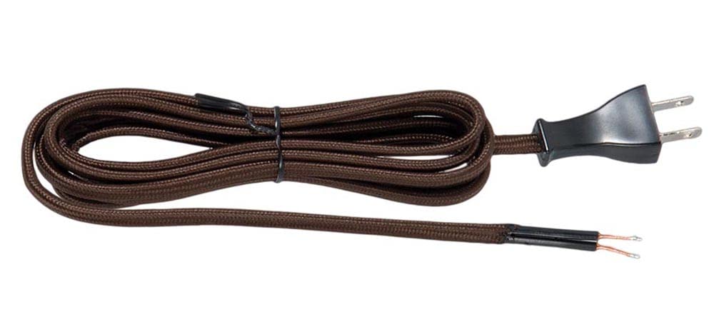B&P Lamp® Brown Rayon Covered Parallel Cord Set, 12 Feet Long