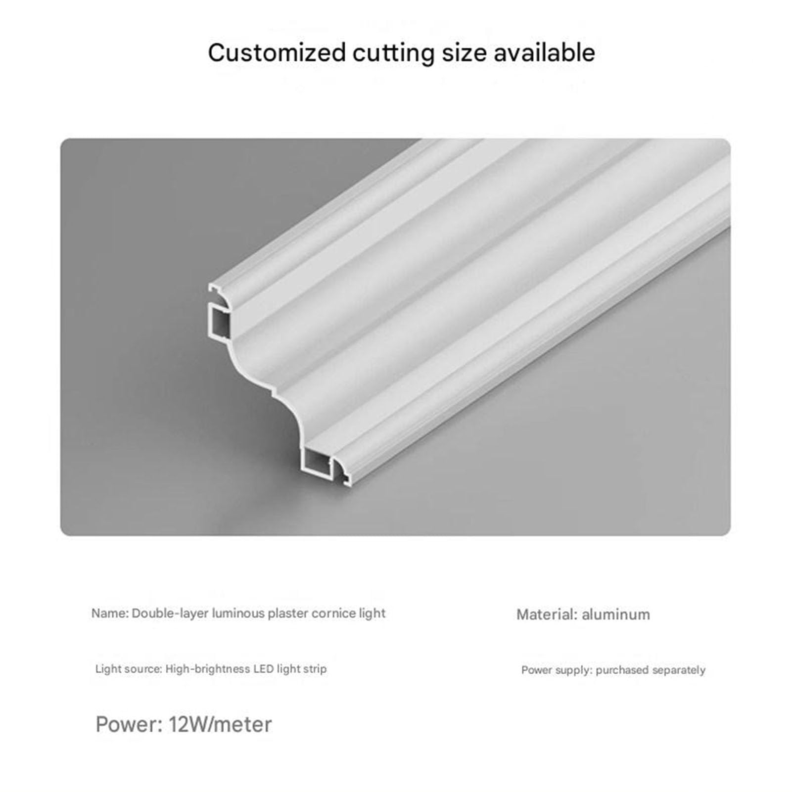 Podwójna taśma Del do oświetlenia pośredniego, aluminiowy profil do listwy gipsowej do oświetlenia pośredniego i bezpośredniego, montaż sufitowy, liniowy, do salonu/korytarza (3-kolorowe