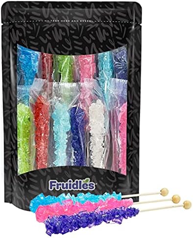 Rock Candy Lollipops Pops Candy Suckers, Variety Color Assortment, Individually Wrapped, 6.5" (12-Pack)