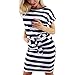 Produktbild Trada Sommerkleid, Frauen Sommer Casual Kurzarm Gestreifte Krawatte Taille Strandkleid Freizeit Kleid Beiläufig Kurzes Kleid Minikleid Partei Kleid A-Line Partykleid Trägerkleid (M, Dunkelblau)