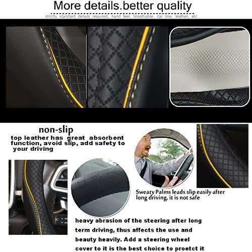 Gomass Car Steering Wheel Cover, Anti-Slip, Safety, Soft, Breathable, Heavy Duty, Thick, Full Surround, Sports Style (Black with Yellow Line) - Image 6