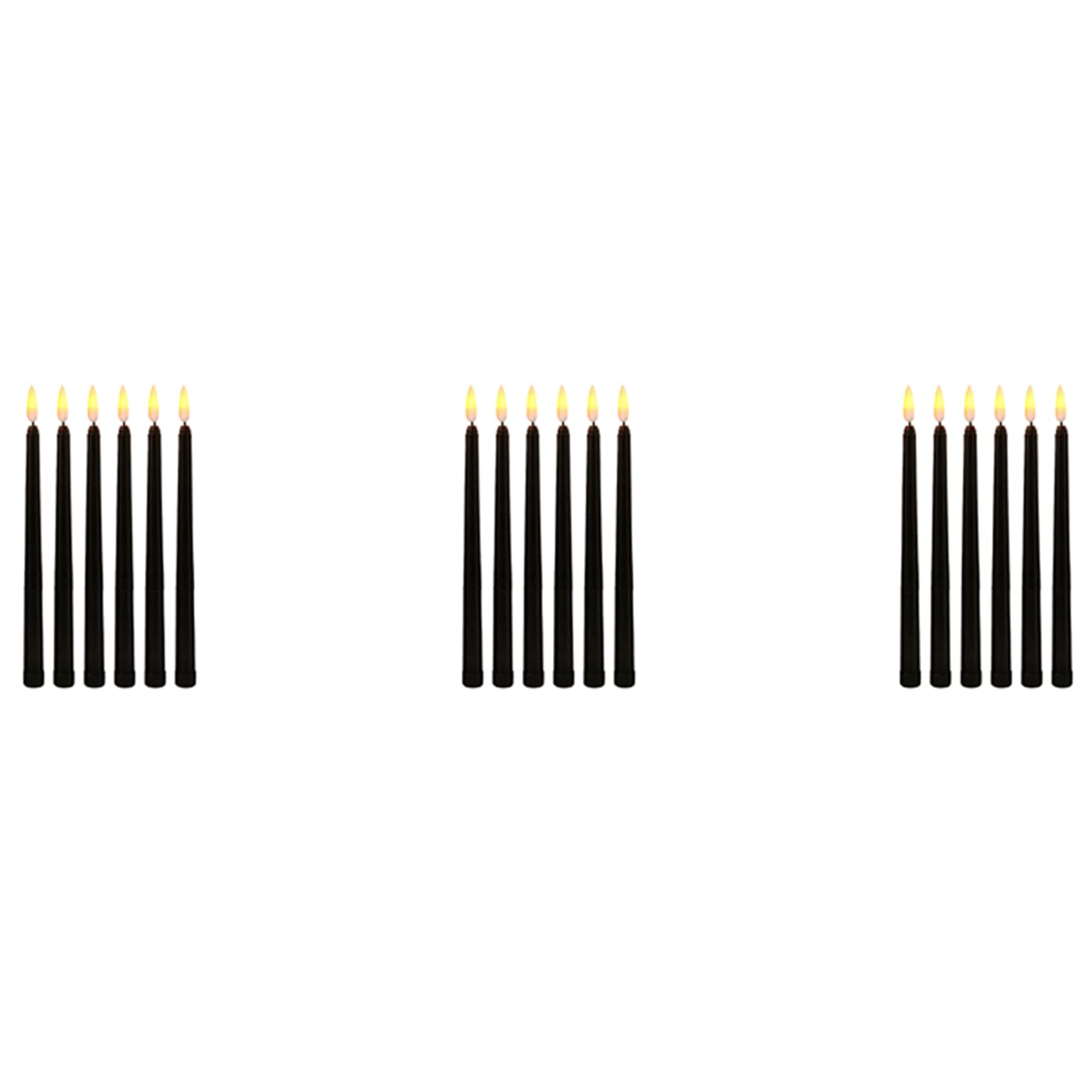 Hndhbfgrt Pack of 18 Black LED Birthday Candles,Yellow Flameless Flickering Battery Operated LED Halloween Candles