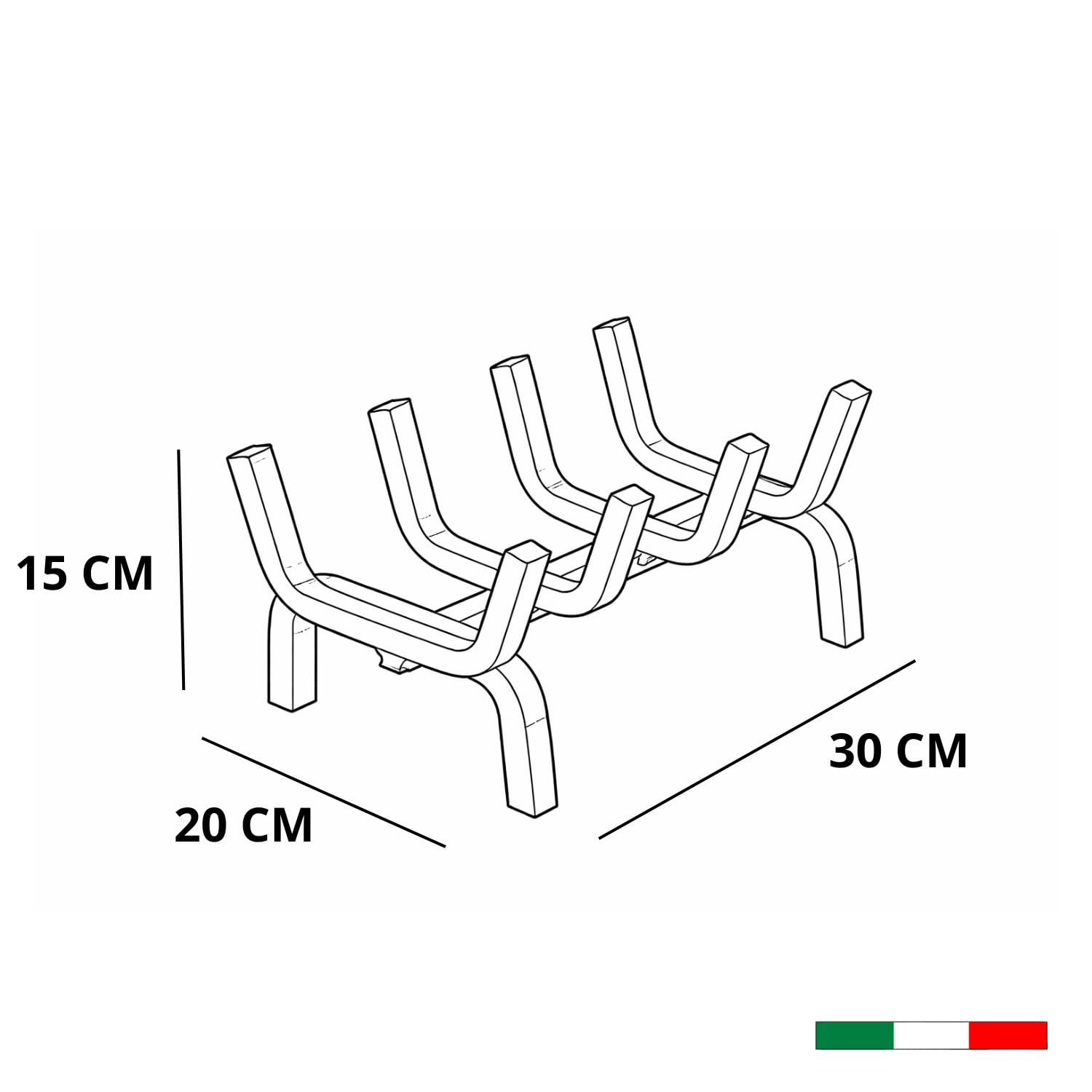 MOHOME Brucialegna per Camino in Ferro Battuto Nero Made in Italy 5 Barre Griglia 30x20x15 cm Braciere per Camino Poggia Legna Piedi Rialzati Portalegna per Caminetti Accessori Attrezzi Camino