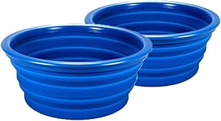 2 x Bol Vaisselle Camping pique-nique x Bowl de la randonnée trekking Alpinisme Sac à dos pliable en silicone Bleu