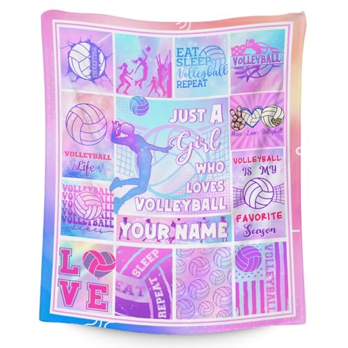 Custom Volleyball Blanket - 30x40 Inches Sports Throw Blanket for Kids - Pink Soft Fuzzy Blankets for Couch & Office