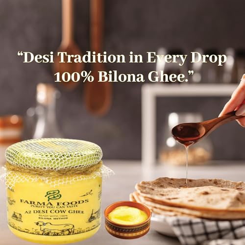 Image of FARMA FOODS A2 Desi Cow Ghee 300 ml | Bilona Method Hand Churned | Traditional Pure Natural Ghee | No Preservatives | Farm Fresh Taste | Everyday Cooking Nutrition