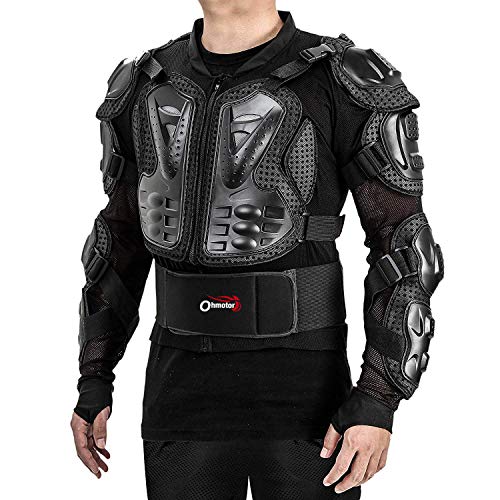 OHMOTOR Motorcycle Body Protective Jacket Armor Men, Motocross Riding Protective Gear,ATV Dirt Bike Chest Spine Protector (as1, Alpha, x_l, Regular, Regular, Black)