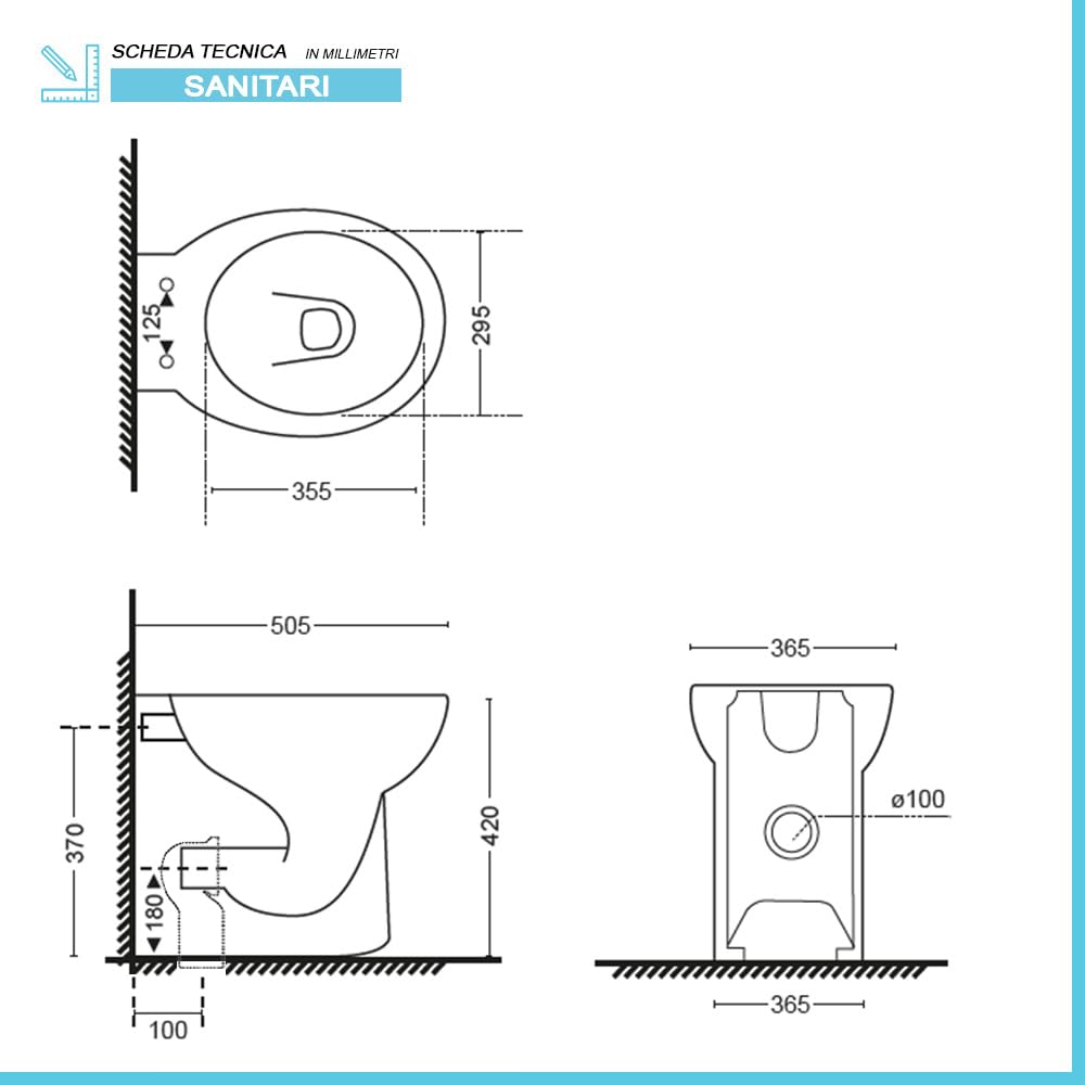 Cipro set wc e bidet filomuro con scarico universale e brida copriwater soft-close