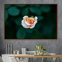 Framed Canvas Wall Art Rose Bohemian Dark Dramatic Floral Multicolor Petal Photography Portrait - 16x24 inches