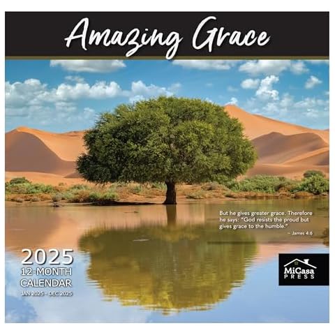 MICASA Amazing Grace 2025 Wall Calendar 12 Month | 12" x 24" Open | Thick & Sturdy Paper | Bible Verse Calendar 2025 | Giftable Religious Calendar 2025 | Christian Calendar 2025 Cover