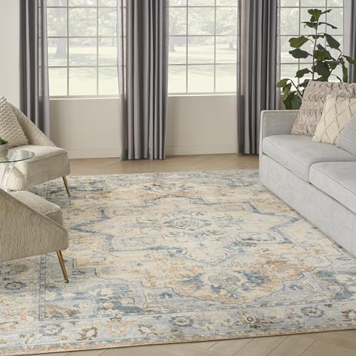 Comparison: 9'X9' Kitchen Layout 8 Nourison Home Astra Machine Washable Traditional Beige Blue 6'7