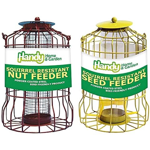 1 x Pair of Handy Home and Garden Squirrel Guard Hanging Nut and Seed Feeders for Wild Garden Birds Cover