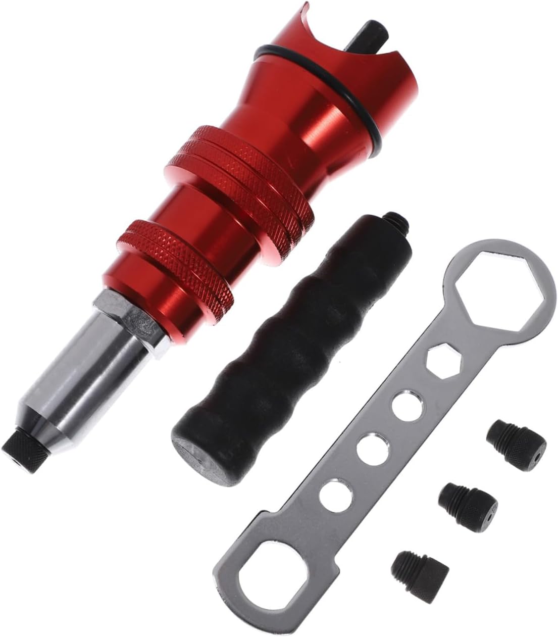 1Set Electric Rivet Adapter for Drill Durable Aluminum Alloy Rivet Tool Conversion Head for Efficient Drilling Pulling Rivets and Screwing Compatible with Power Riveters