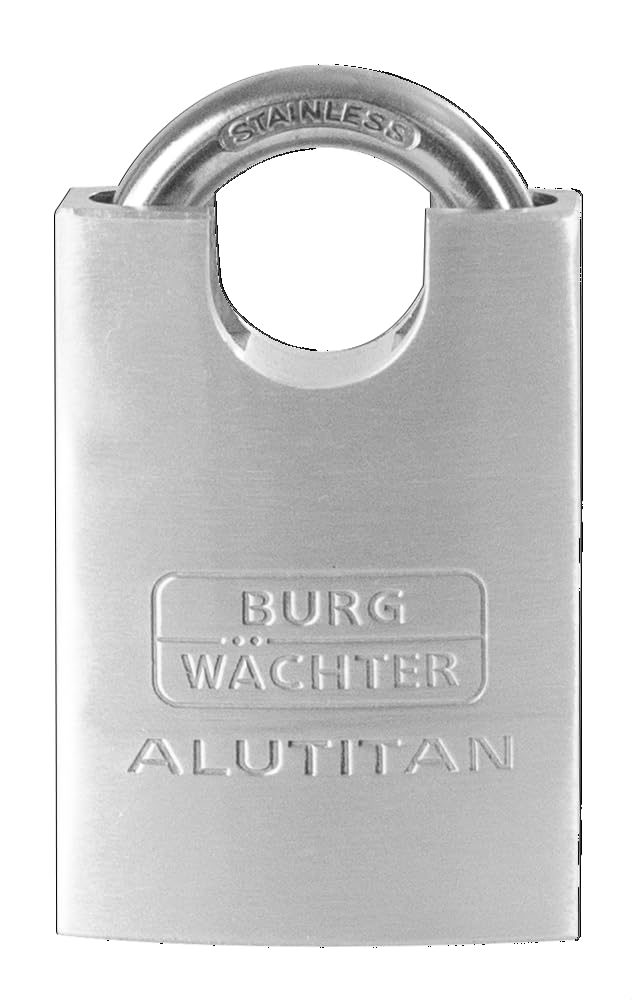 BURG-WÄCHTER Lucchetto, 2 Chiavi, Spess. Arco 8 mm, Corpo in Alluminio Massiccio, Meccanismo Interno Antiruggine, Doppia Chiusura, Alutitan 770 CS 50