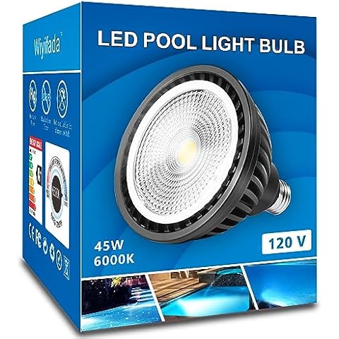 Wiyifada LED Pool Light Bulb,45W 120V 6000K Daylight White LED Swimming Pool Light Bulb,E26 Base Replaces Up to 200-600W Traditionnal Bulb - Non Dimmable Cover